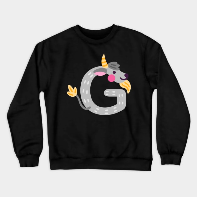 Letter G animal alphabet back to school Crewneck Sweatshirt by AwesomeDesignArt